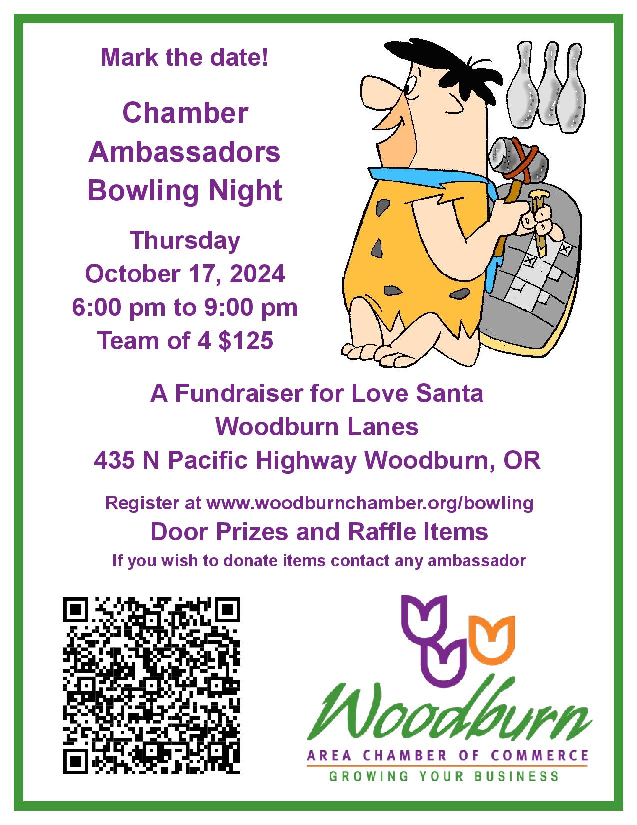 chamber ambassadors bowling tournament woodburn chamber green flyer